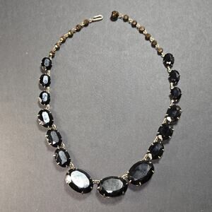 RARE 1930's Regina Fashions Faceted Black Glass Mourning Necklace